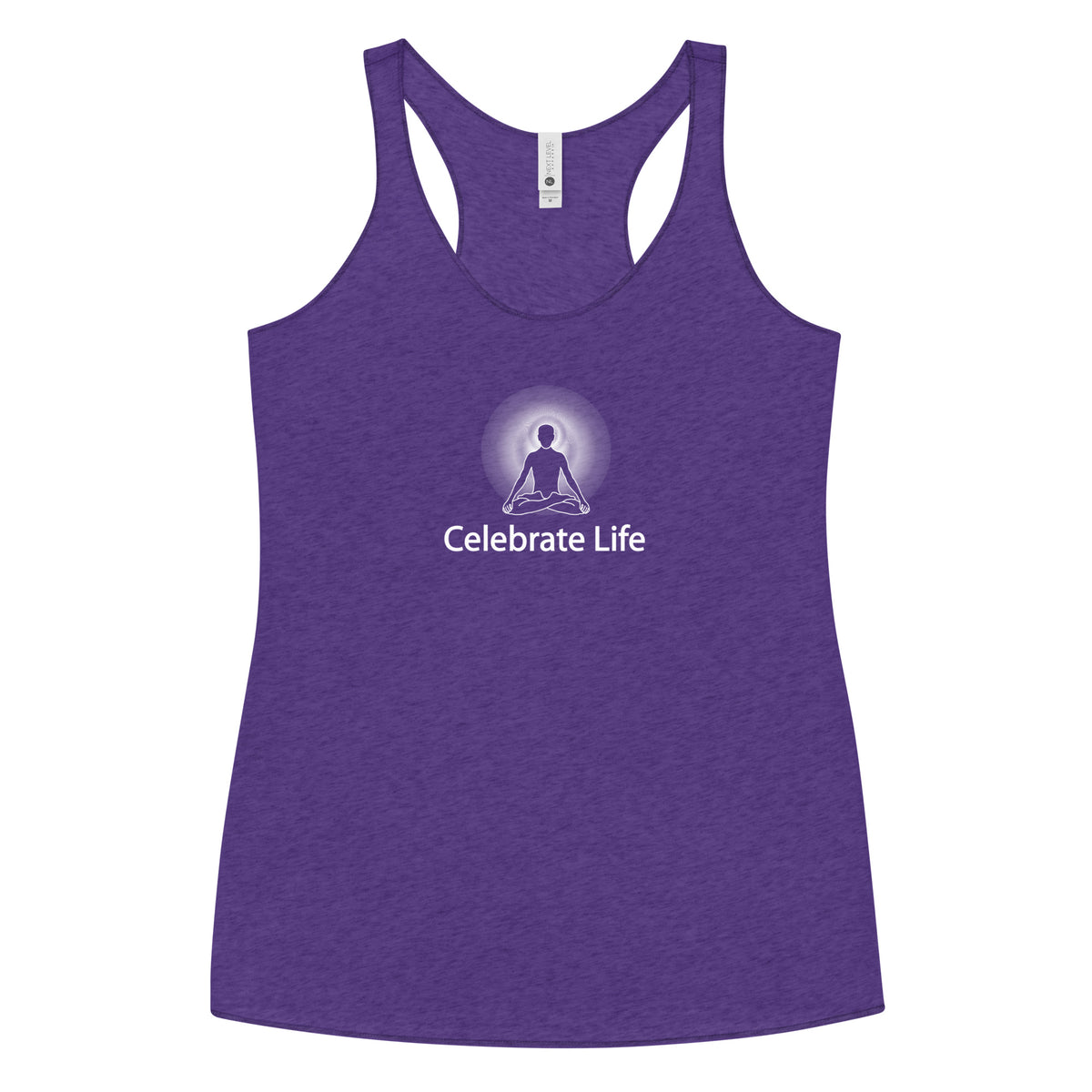 "Celebrate Life" Women's Positive Thought Brand Racerback Tank (White Graphic)