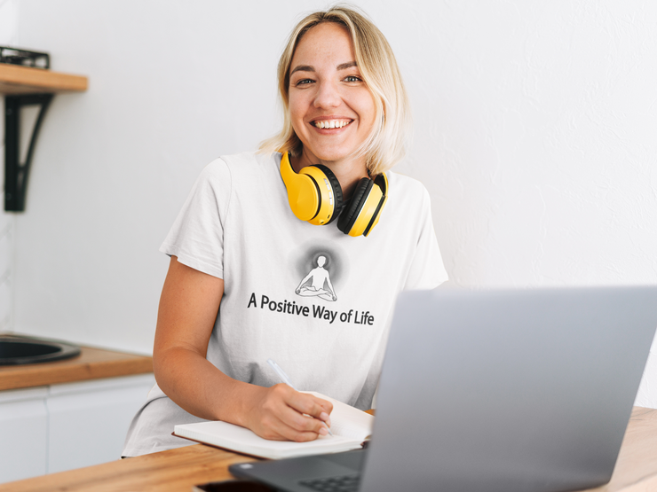 "A Positive Way of Life" Positive Thought Brand Women's Relaxed T-Shirt (Black Graphic)