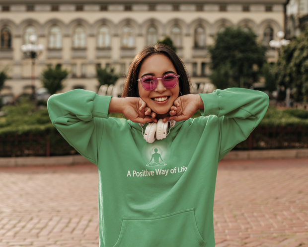 "A Positive Way of Life" Positive Thought Brand Unisex Hoodie (White Graphic)