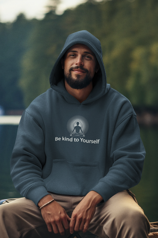 "Be kind to Yourself" Positive Thought Brand Unisex Hoodie (White Graphic)