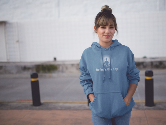 "Belief is the Key" Positive Thought Brand Unisex Hoodie (White Graphic)
