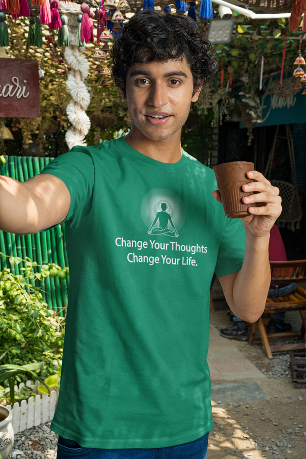 "Change Your Thoughts, Change Your Life" Positive Thought Brand Unisex T-Shirt (White Graphic)