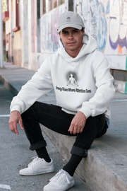 "Energy Flows Where Attention Goes" Positive Thought Brand Unisex Hoodie (Black Graphic)