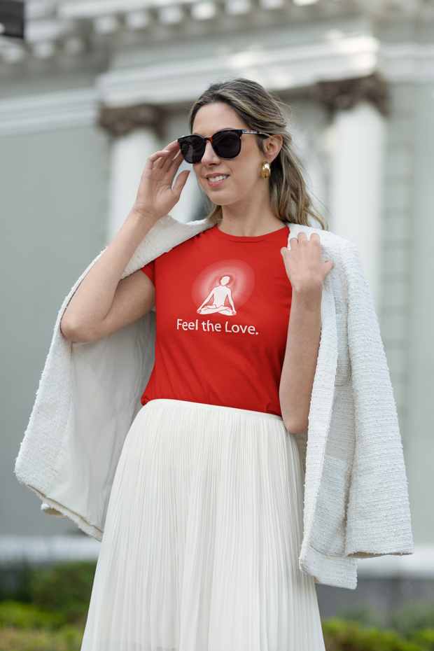 "Feel the Love" Positive Thought Brand Women's Relaxed T-Shirt (White Graphic)