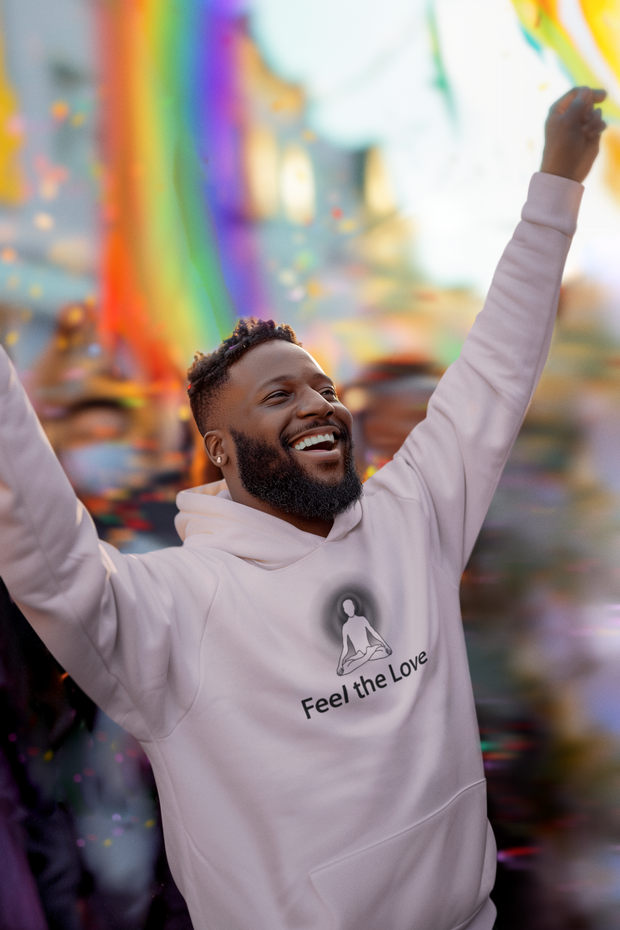 "Feel the Love" Positive Thought Brand Unisex Hoodie (Black Graphic)