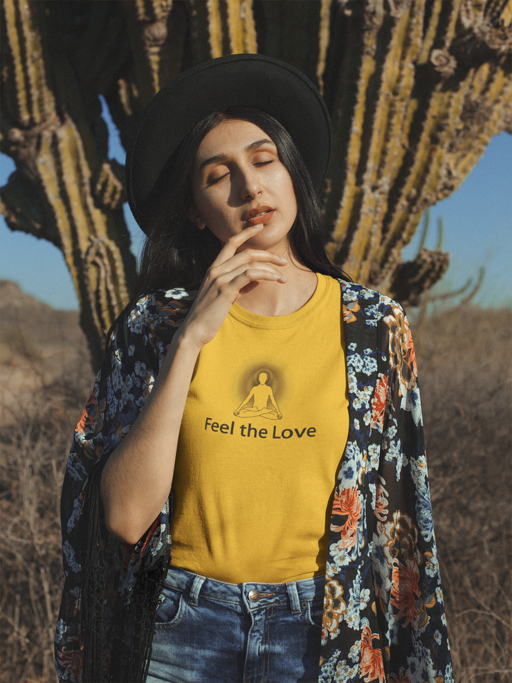 "Feel the Love" Positive Thought Brand Women's Relaxed T-Shirt (Black Graphic)