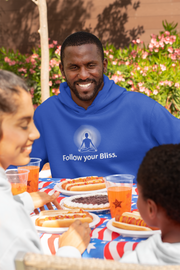 "Follow Your Bliss" Positive Thought Brand Unisex Hoodie (White Graphic)