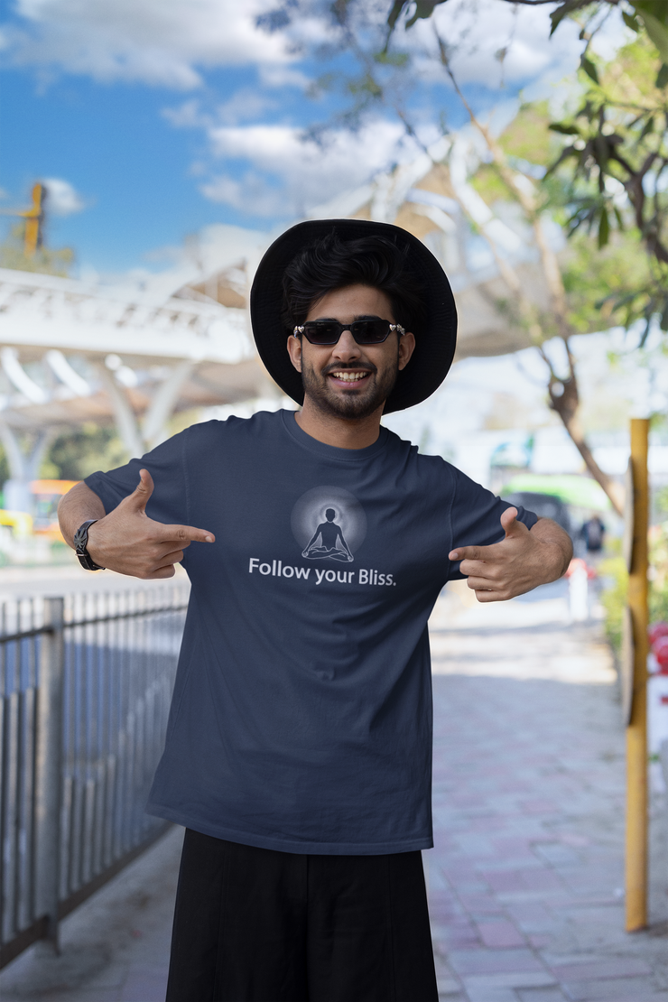 "Follow Your Bliss" Positive Thought Brand Unisex T-Shirt (White Graphic)