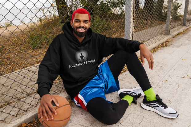 "Fountain of Energy" Positive Thought Brand Unisex Hoodie (White Graphic)
