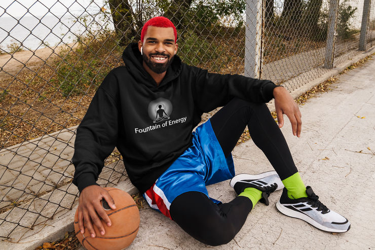 "Fountain of Energy" Positive Thought Brand Unisex Hoodie (White Graphic)