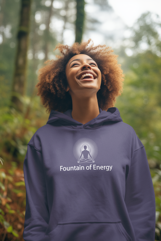 "Fountain of Energy" Positive Thought Brand Unisex Hoodie (White Graphic)