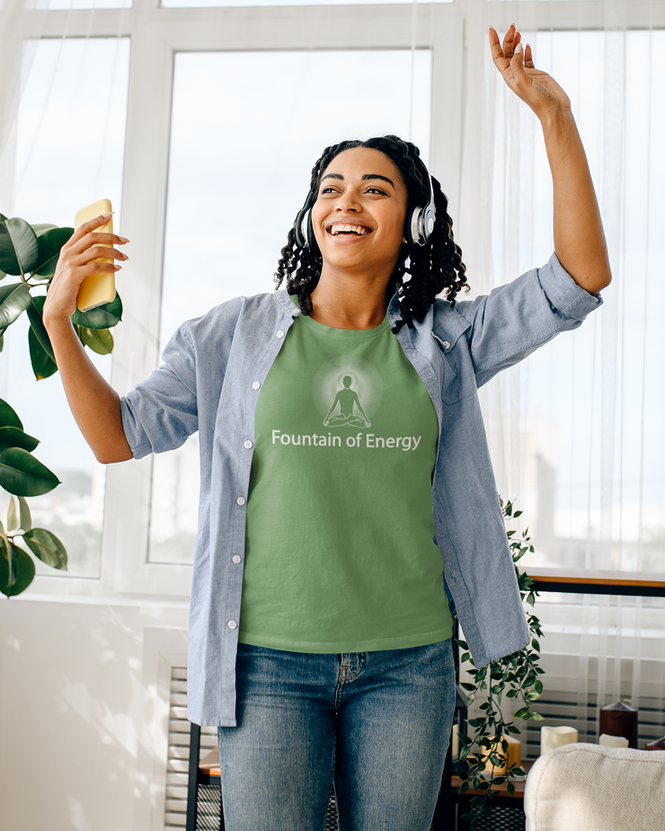 "Fountain of Energy" Positive Thought Brand Women's Relaxed T-Shirt (White Graphc)