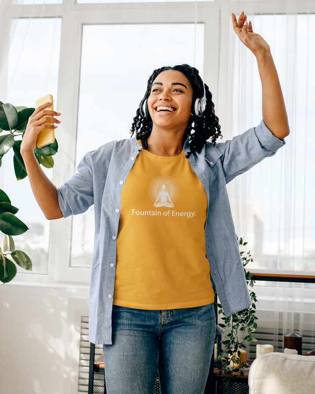 "Fountain of Energy" Positive Thought Brand Women's Relaxed T-Shirt (White Font)