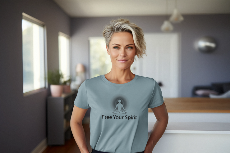 "Free Your Spirit" Positive Thought Brand Women's Relaxed T-Shirt (Black Graphic)