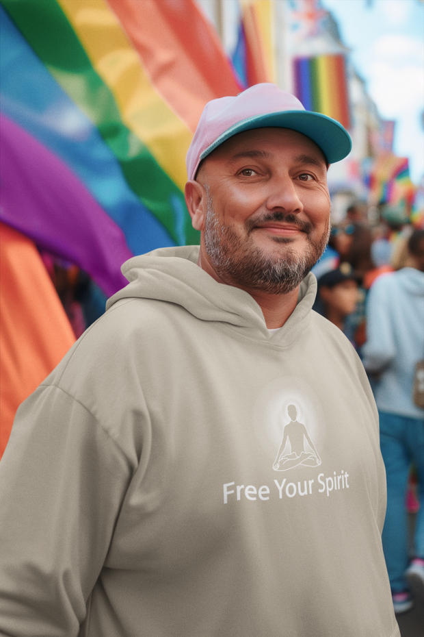 "Free Your Spirit" Positive Thought Brand Unisex Hoodie (White Graphic)