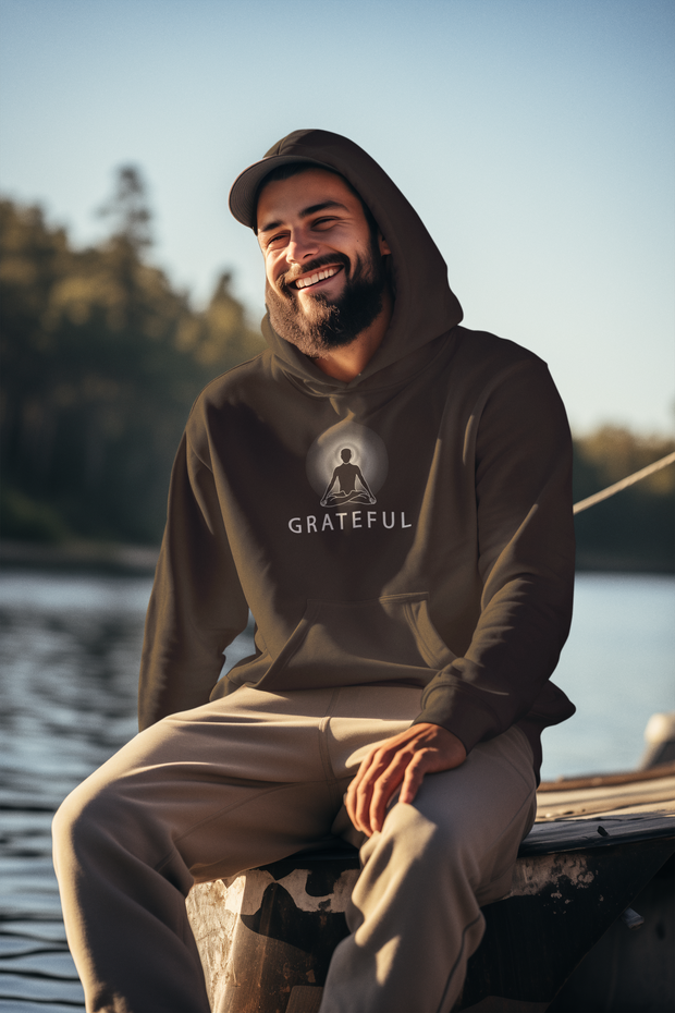 "GRATEFUL" Positive Thought Brand Unisex Hoodie (White Graphic)