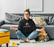 "Go with the Flow of the Universe" Positive Thought Brand Unisex Hoodie (White Graphic)
