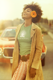 "GRATEFUL" Positive Thought Brand Women's Relaxed T-Shirt (White Graphic)