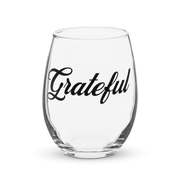 "Grateful" Positive Thought Brand Stemless Wine & Cocktail Glass 15oz