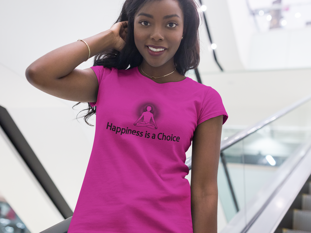 "Happiness is a Choice" Positive Thought Brand Women's Relaxed T-Shirt (Black Graphic)