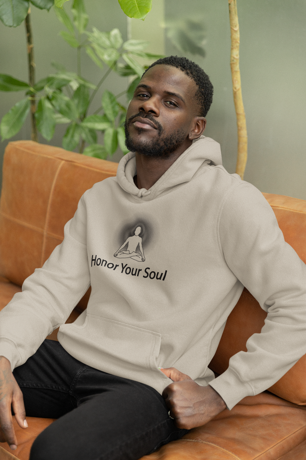 "Honor Your Soul" Positive Thought Brand Unisex Hoodie (Black Graphic)