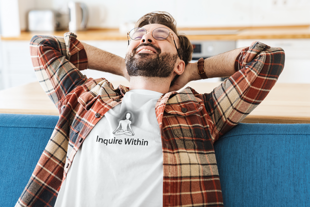 "Inquire Within" Positive Thought Brand Unisex T-Shirt (Black Graphic)