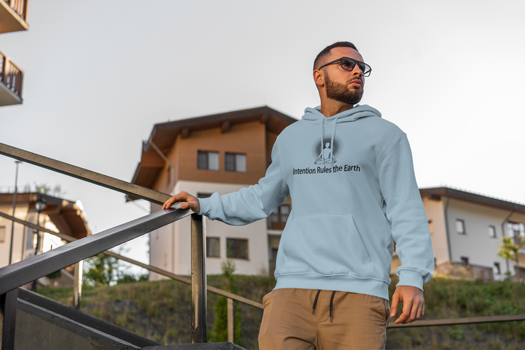 "Intention Rules the Earth" Positive Thought Brand Unisex Hoodie (Black Graphic)