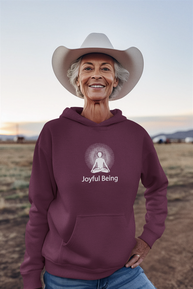 "Joyful Being" Positive Thought Brand Unisex Hoodie (White Graphic)