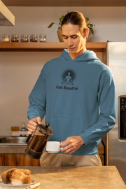 "Just Breathe" Positive Thought Brand Unisex Hoodie (Black Graphic)