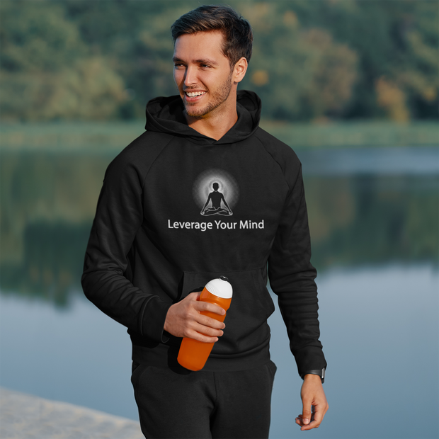 "Leverage Your Mind" Positive Thought Brand Unisex Hoodie (White Graphic)