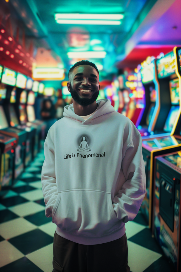 "Life is Phenomenal" Positive Thought Brand Unisex Hoodie (Black Graphic)