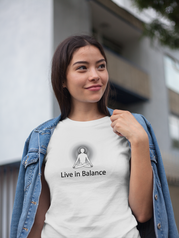 "Live in Balance" Positive Thought Brand Women's Relaxed T-Shirt
