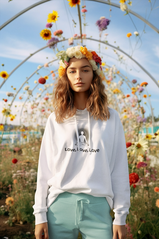 "Love, Love, Love" Positive Thought Brand Unisex Hoodie