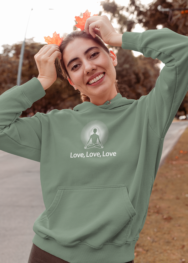 "Love, Love, Love" Positive Thought Brand Unisex Hoodie
