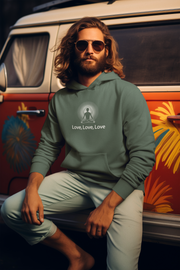 "Love, Love, Love" Positive Thought Brand Unisex Hoodie (White Graphic)