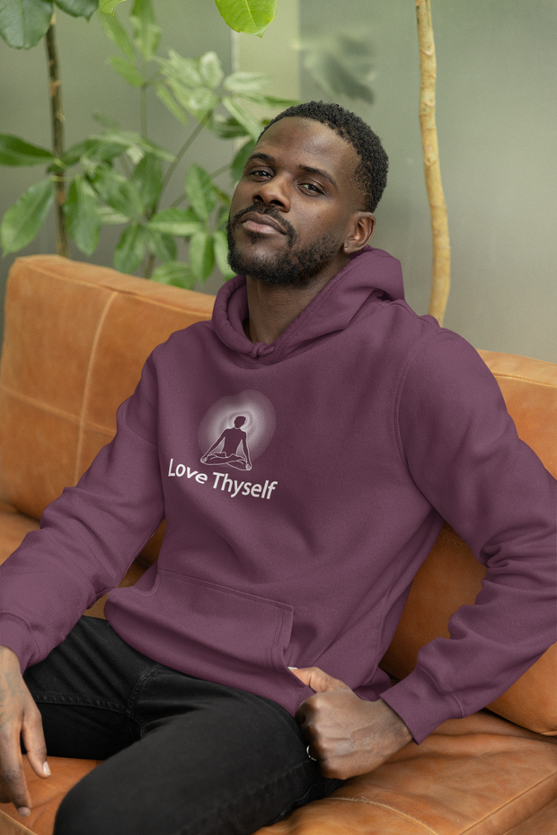 "Love Thyself" Positive Thought Brand Unisex Hoodie (White Graphic)
