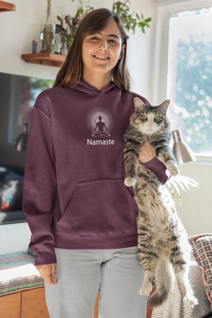 "Namaste" Positive Thought Brand Unisex Hoodie (White Graphic)