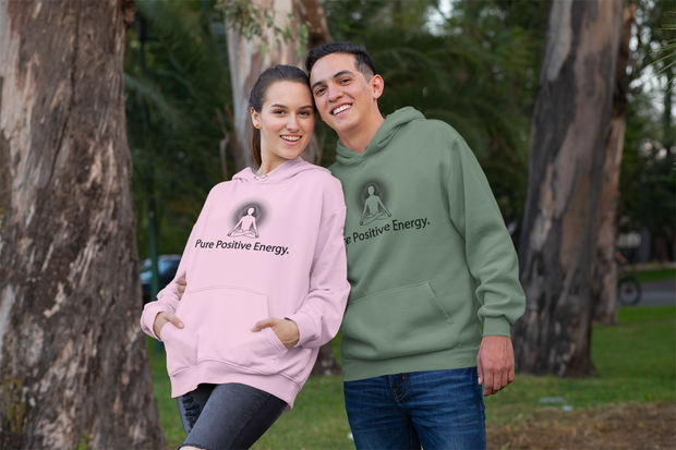 "Pure Positive Energy" Positive Thought Brand Unisex Hoodie (Black Graphic)