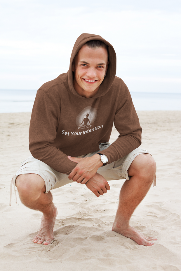 "Set Your Intention" Positive Thought Brand Unisex Hoodie (White Graphic)