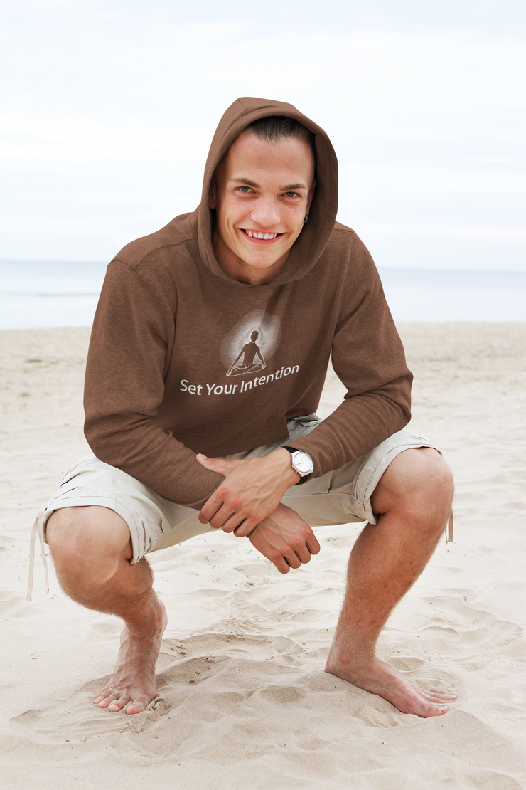 "Set Your Intention" Positive Thought Brand Unisex Hoodie (White Graphic)