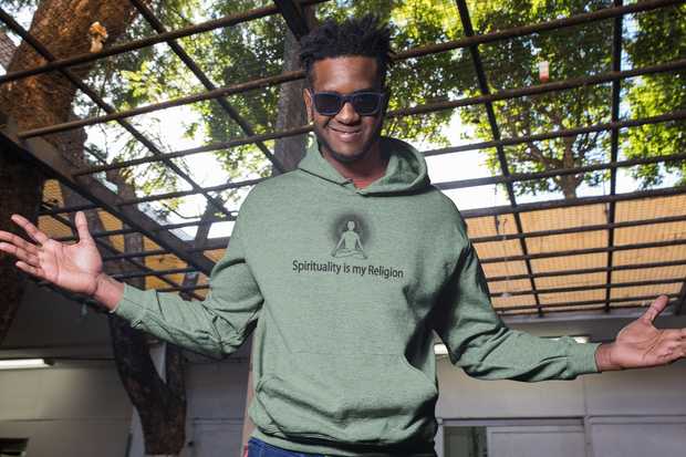 "Spirituality is my Religion" Positive Thought Brand Unisex Hoodie (Black Graphic)