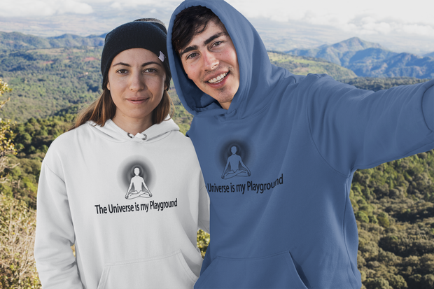 "The Universe is my Playground" Positive Thought Brand Unisex Hoodie (Black Graphic)