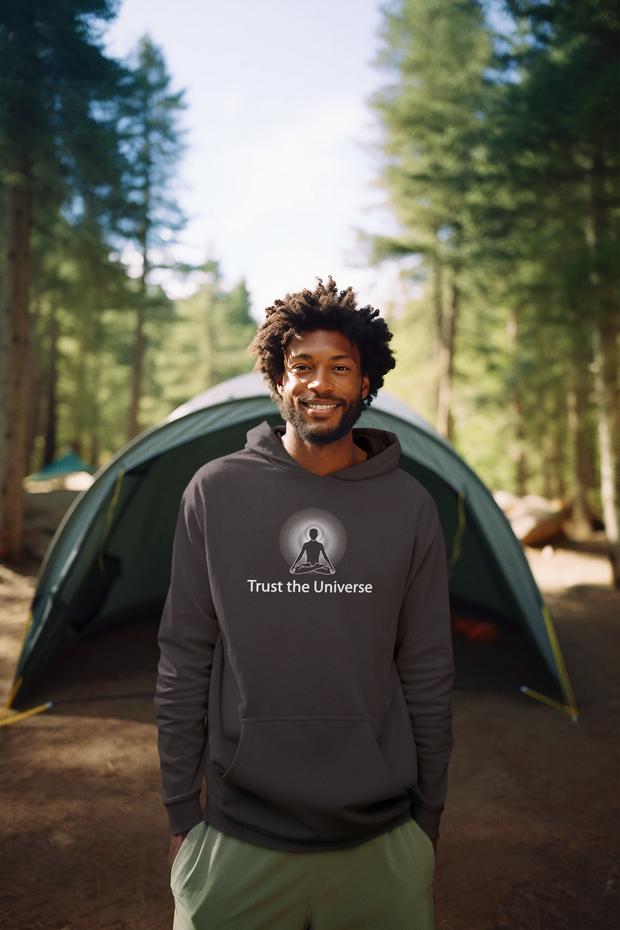 "Trust the Universe" Positive Thought Brand Unisex Hoodie (White Graphic)