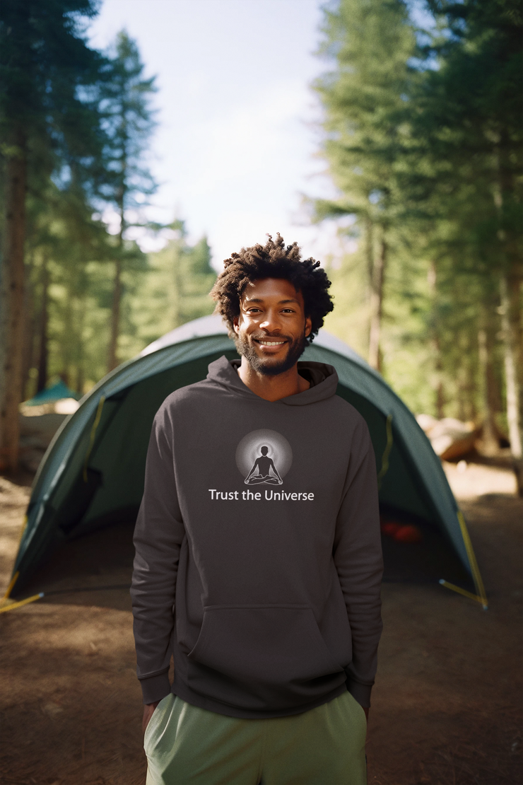 "Trust the Universe" Positive Thought Brand Unisex Hoodie (White Graphic)