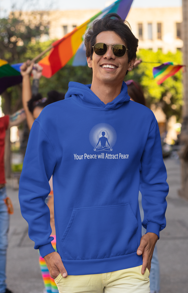 "Your Peace Will Attract Peace" Positive Thought Brand Unisex Hoodie (White Graphic)