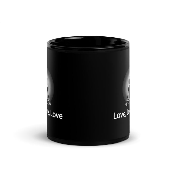 "Love, Love, Love" Positive Thought Brand 11 oz Black Glossy Mug