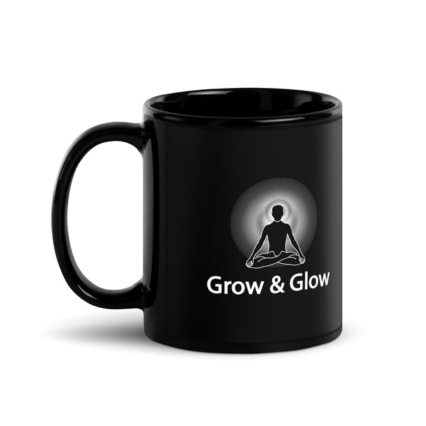 "Grow & Glow" Positive Thought Brand 11 oz Black Glossy Mug