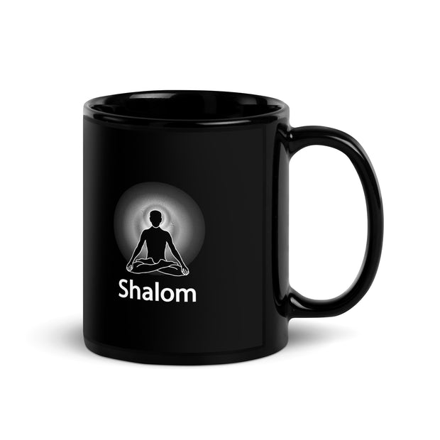 "SHALOM" Positive Thought Brand 11 oz Black Glossy Mug