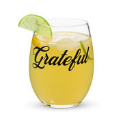 "Grateful" Positive Thought Brand Stemless Wine & Cocktail Glass 15oz