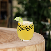 "Grateful" Positive Thought Brand Stemless Wine & Cocktail Glass 15oz